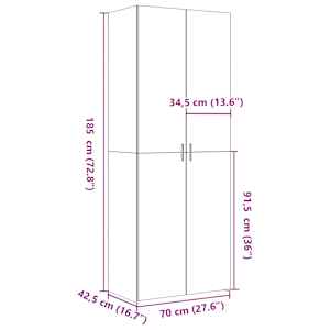 Skříň highboard betonově šedá 70x42,5x185 cm kompozitní dřevo - obrázek 9