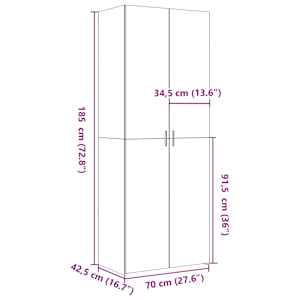 Skříň highboard kouřový dub 70 x 42,5 x 185 cm kompozitní dřevo - obrázek 9