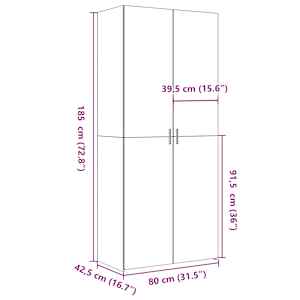 Skříň highboard kouřový dub 80 x 42,5 x 185 cm kompozitní dřevo - obrázek 9