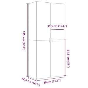Skříň highboard šedá sonoma 80 x 42,5 x 185 cm kompozitní dřevo - obrázek 9
