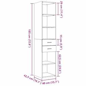 Skříň highboard černá 40 x 42,5 x 185 cm kompozitní dřevo - obrázek 9