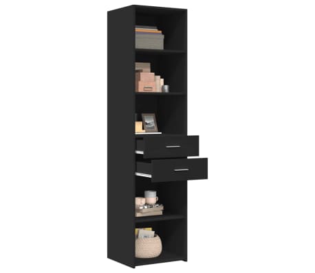 vidaXL Buffet haut noir 45x42,5x185 cm bois d'ing&eacute;nierie