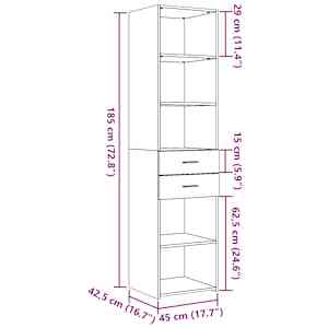 Skříň highboard černá 45 x 42,5 x 185 cm kompozitní dřevo - obrázek 9
