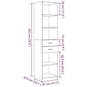 Skříň highboard kouřový dub 45 x 42,5 x 185 cm kompozitní dřevo - obrázek 9