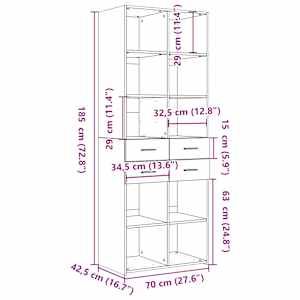 Skříň highboard černá 70 x 42,5 x 185 cm kompozitní dřevo - obrázek 9