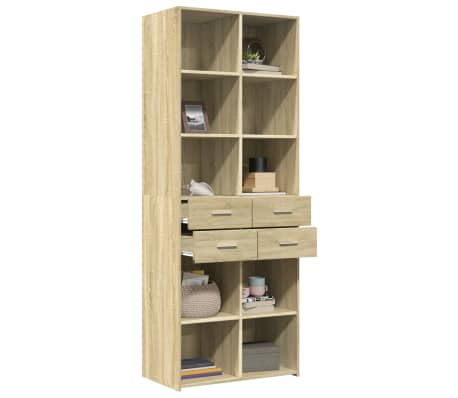 vidaXL Hoge kast 70x42,5x185 cm bewerkt hout sonoma eikenkleurig