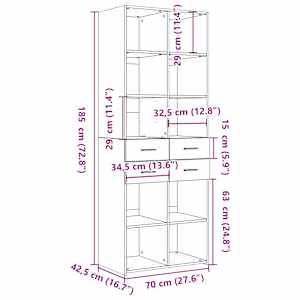 Skříň highboard betonově šedá 70x42,5x185 cm kompozitní dřevo - obrázek 9
