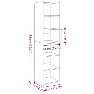 Skříň highboard černá 45 x 41 x 185 cm kompozitní dřevo - obrázek 9