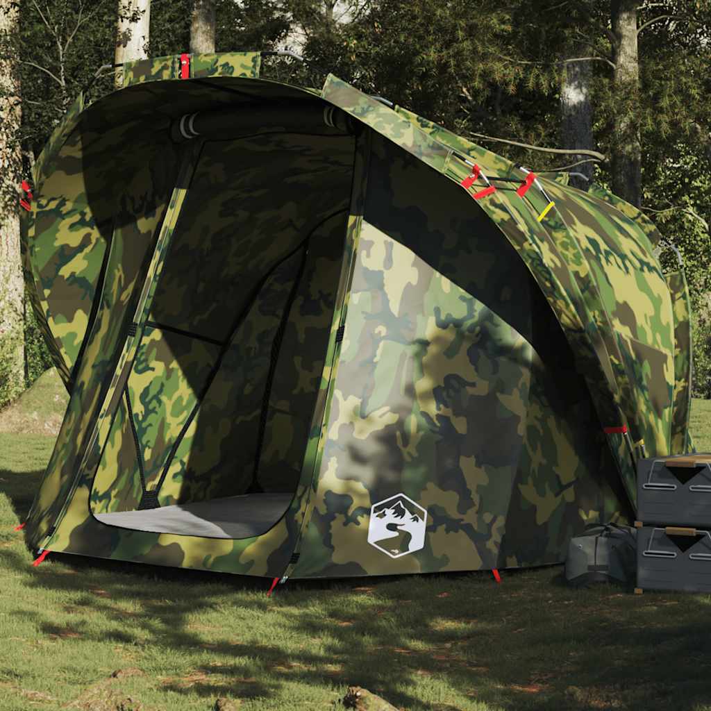 vidaXL Cort de pescuit pentru 4 persoane, camuflaj, impermeabil