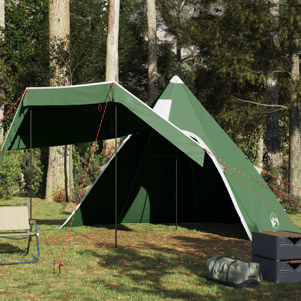 vidaXL Cort de camping tipi pentru 5 persoane, verde, impermeabil