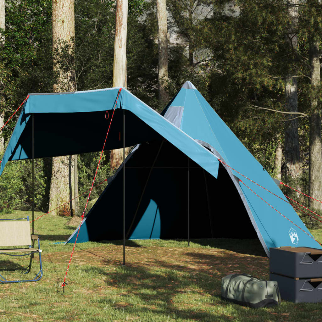 Tenda de campismo tipi para 5 pessoas impermeável azul