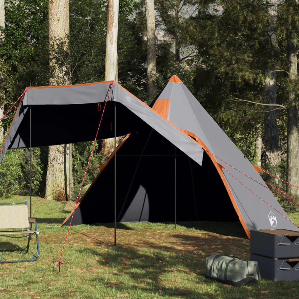 vidaXL Cort de camping tipi pentru 5 persoană, gri, impermeabil