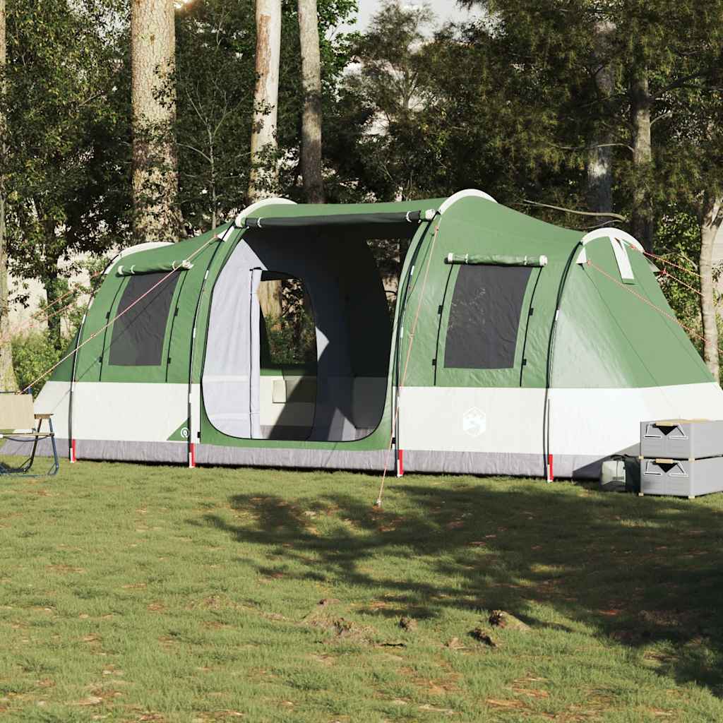 vidaXL Cort de camping tunel pentru 4 persoane, verde, impermeabil