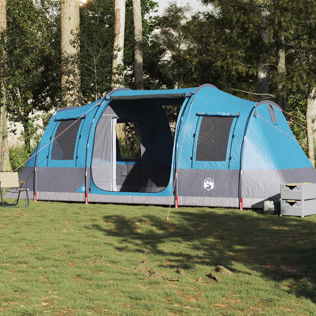 vidaXL Cort de camping tunel pentru 4 persoane, albastru, impermeabil