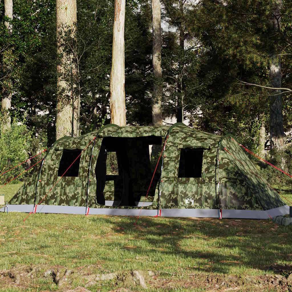 vidaXL Tunnel-Familienzelt 6 Personen Camouflage Wasserdicht