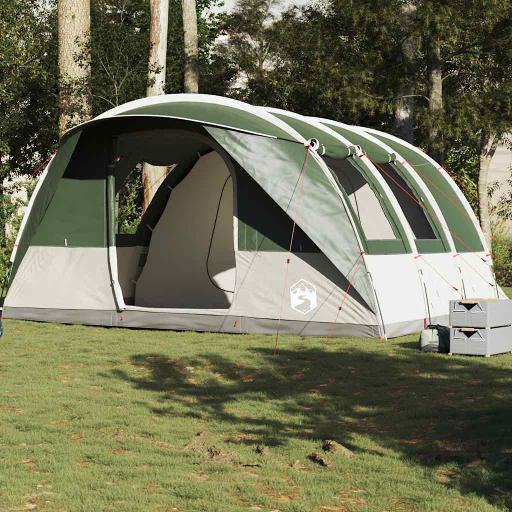 vidaXL Cort de camping tunel pentru 5 persoane, verde, impermeabil