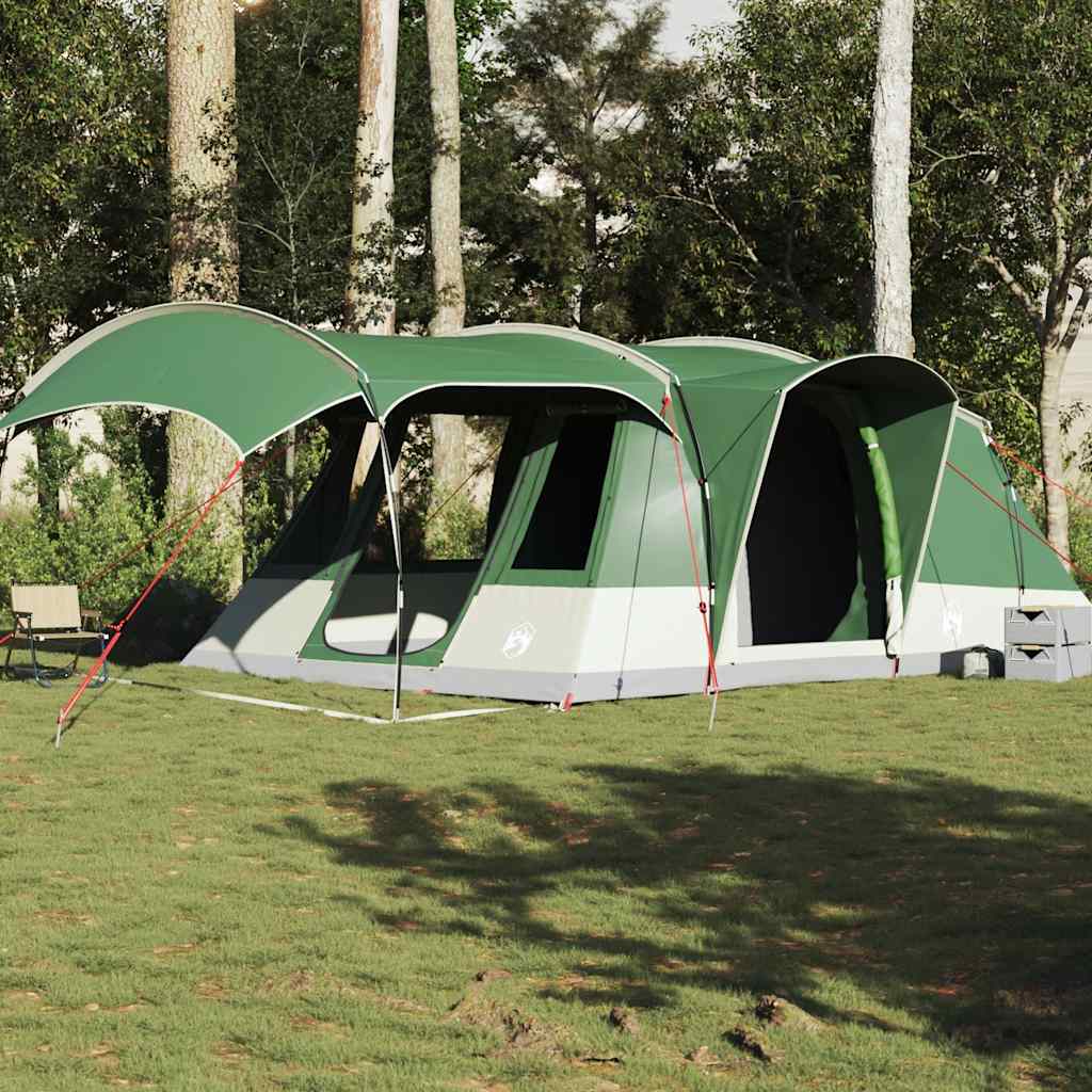 vidaXL Cort de camping tunel pentru 5 persoane, verde, impermeabil