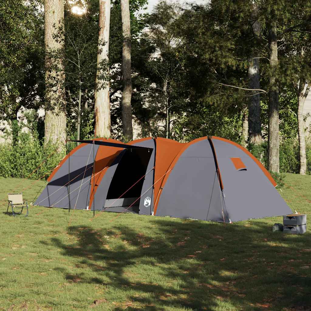 vidaXL Koepeltent 8-persoons waterdicht grijs en oranje afbeelding