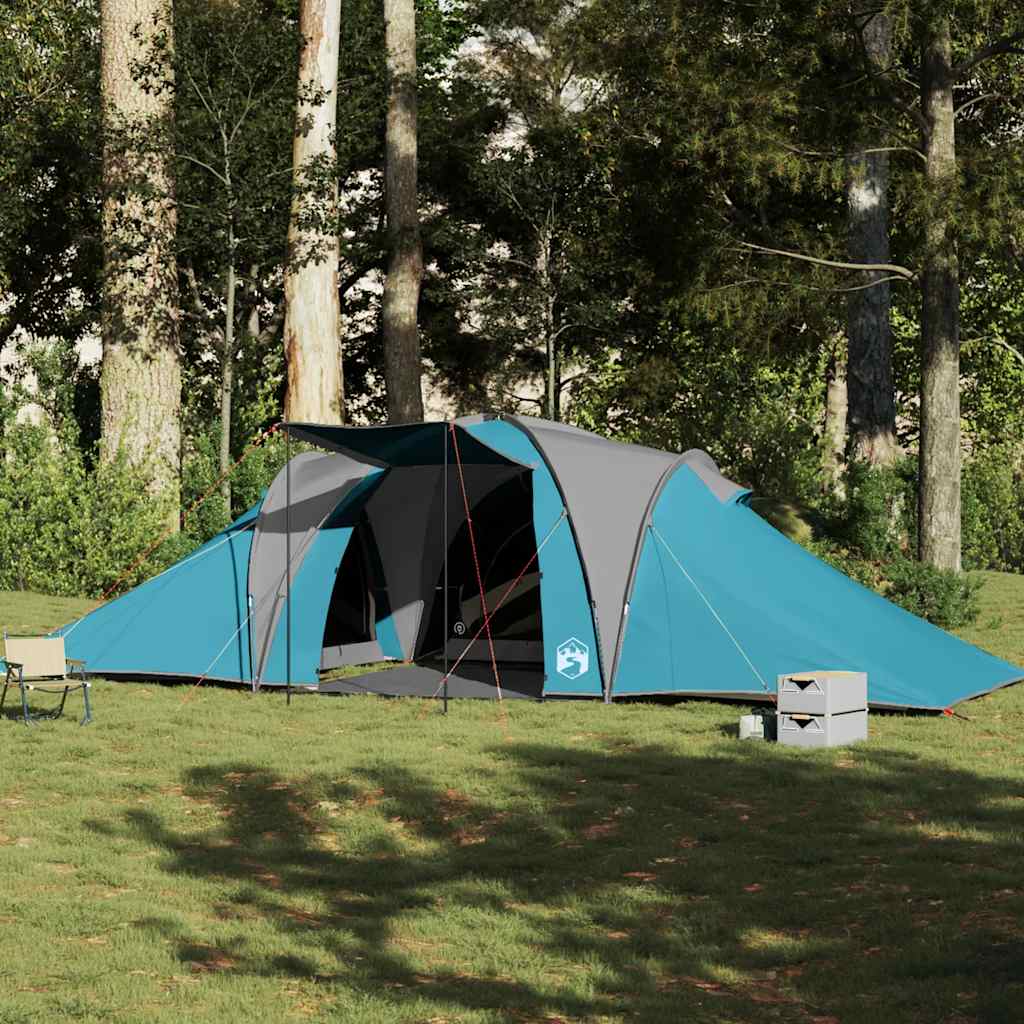 Tenda familiar em cúpula para 6 pessoas impermeável azul