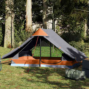 Šotor za kampiranje za 2 osebi siv vodoodporen