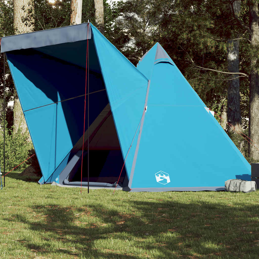 Familietelt tipi for 6 personer blå vanntett