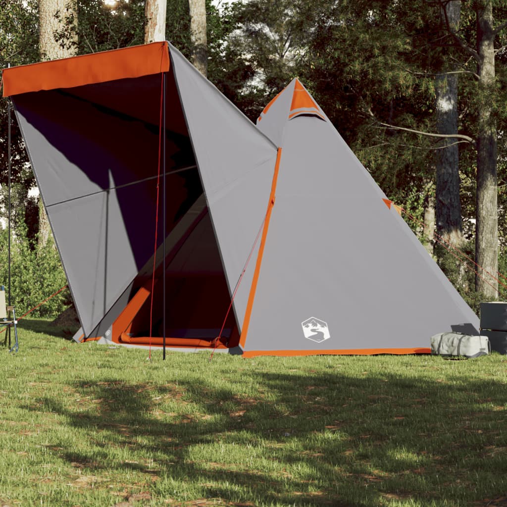 Tenda familiar tipi para 6 pessoas impermeável cinza/laranja