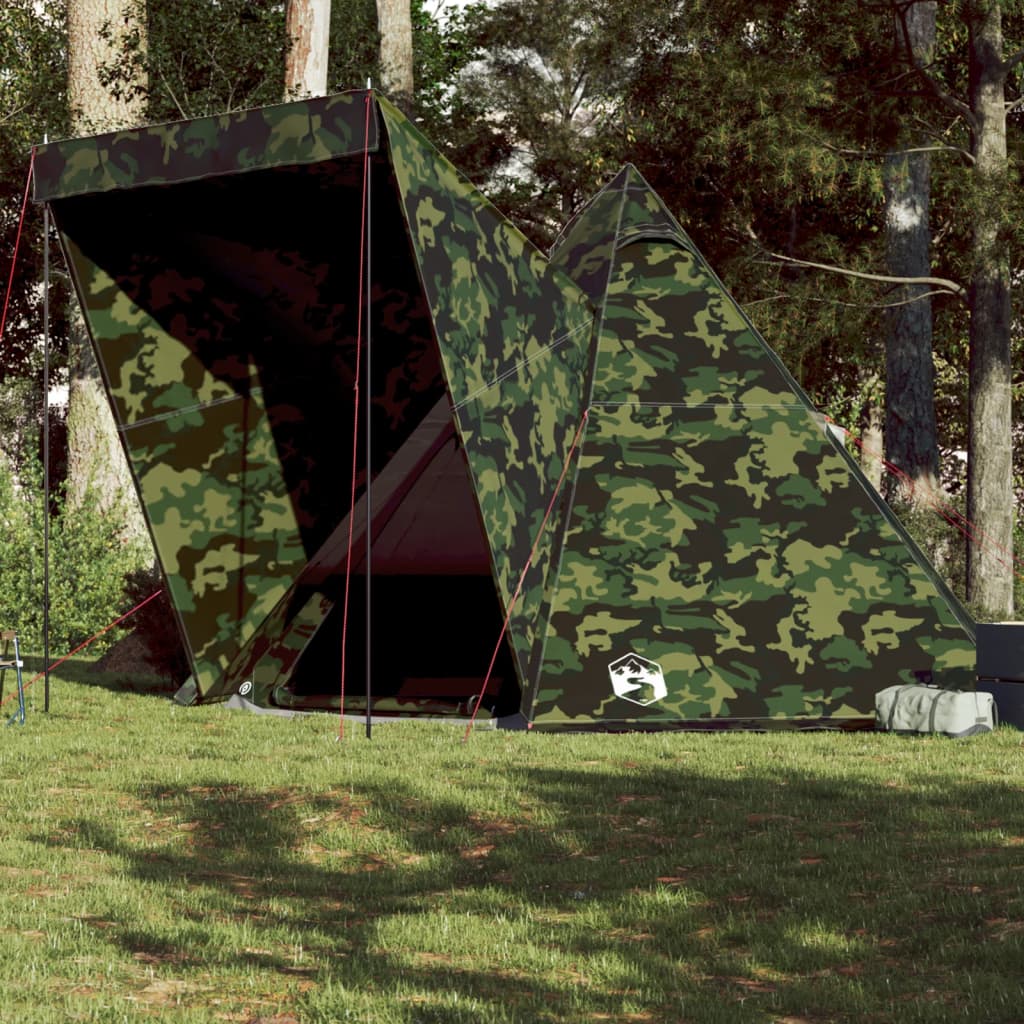 Tenda familiar tipi para 6 pessoas impermeável camuflagem