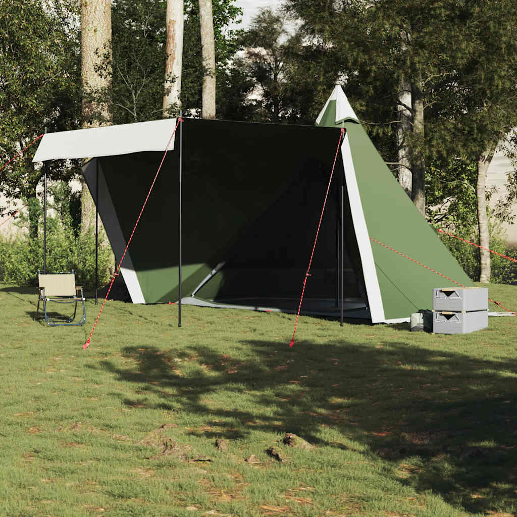 vidaXL Cort de familie Tipi pentru 6 persoane, verde, impermeabil