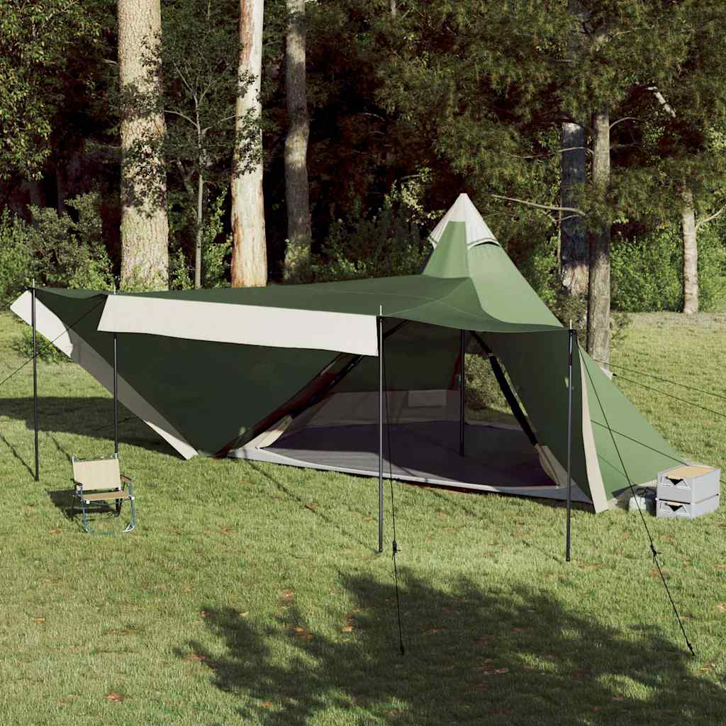 vidaXL Tipi-Familienzelt 8 Personen Grün Wasserdicht