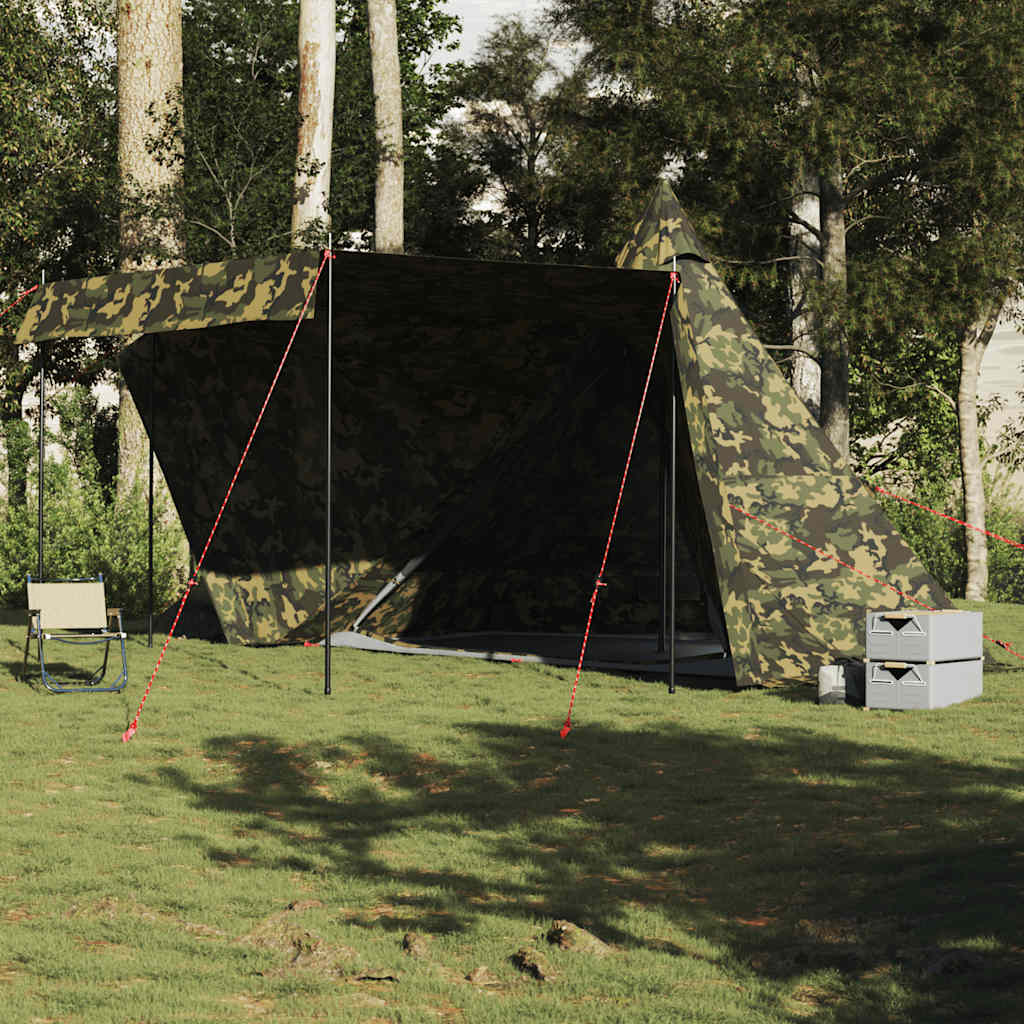 vidaXL Cort de familie Tipi pentru 6 persoane, camuflaj, impermeabil
