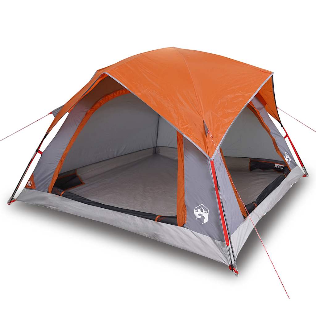Thumbnail - vidaXL Campingzelt 4 Personen Grau und Orange Wasserdicht