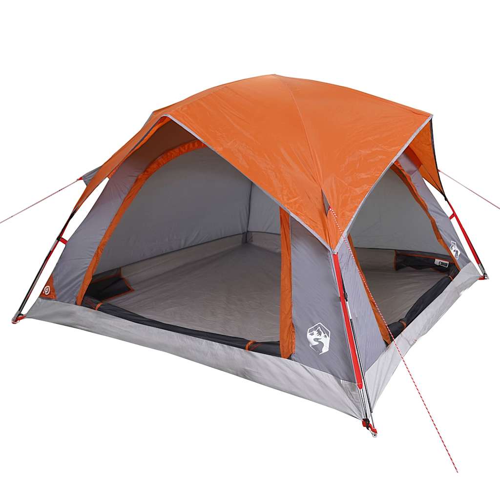 vidaXL Tent 4-persoons waterdicht grijs en oranje afbeelding