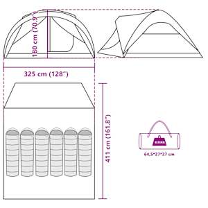 Rodinný stan tunel pro 6 osob zelený nepromokavý - obrázek 16
