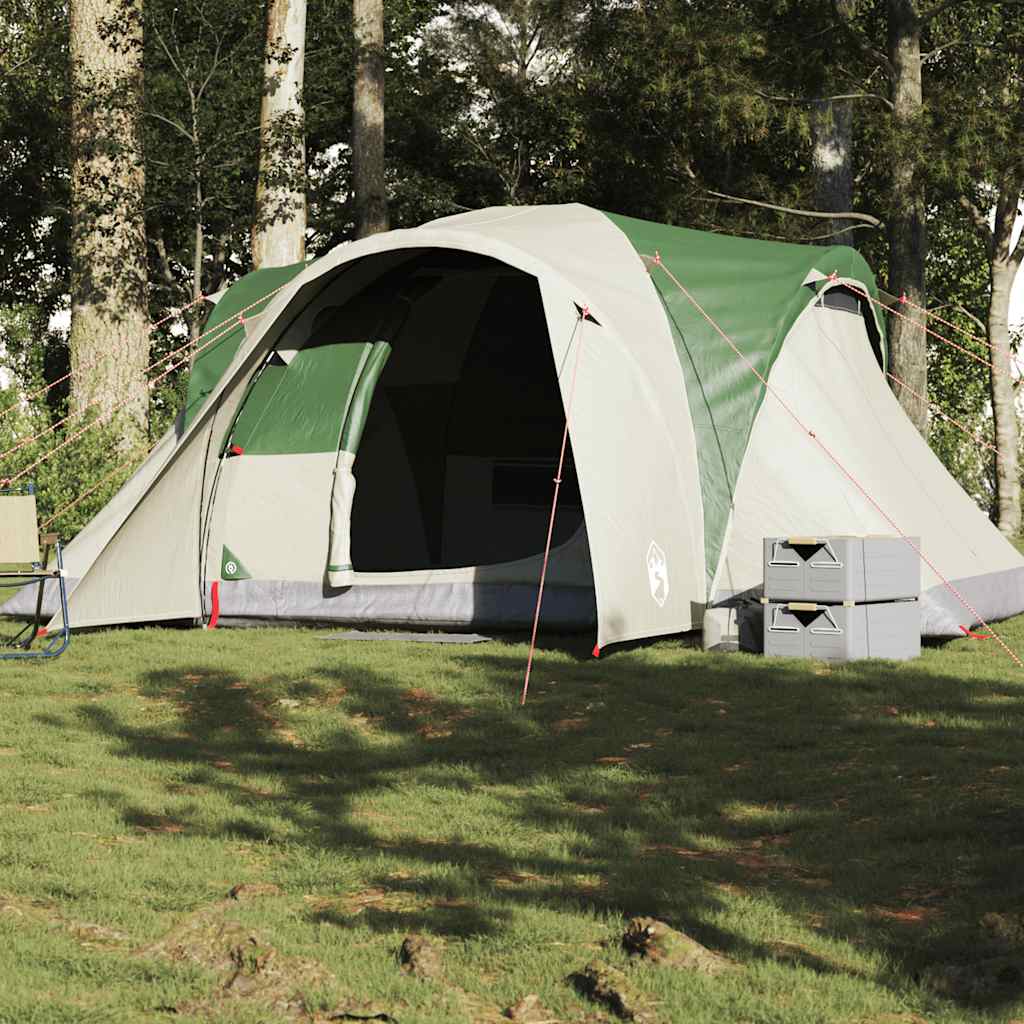 vidaXL Cort de camping cupolă pentru 6 persoane, verde, impermeabil