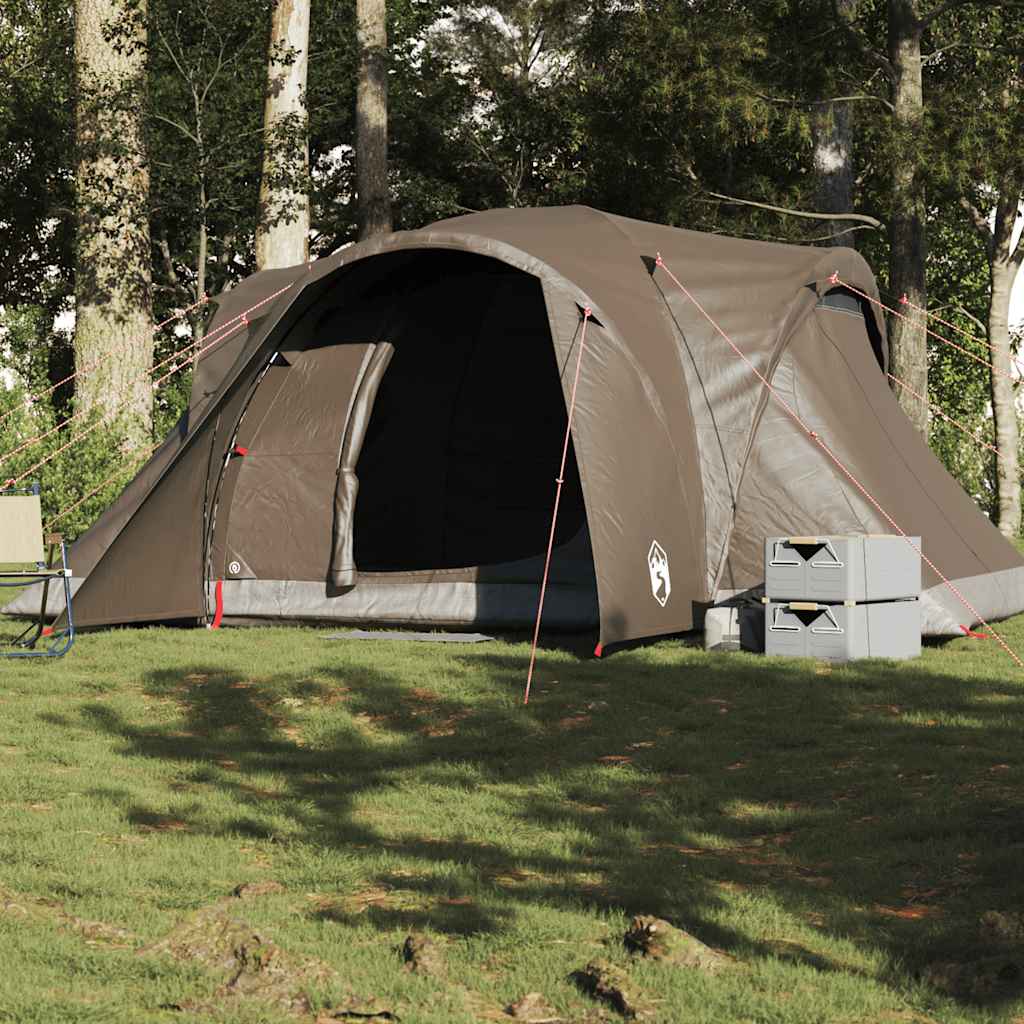 Tenda familiar em cúpula para 6 pessoas impermeável castanho