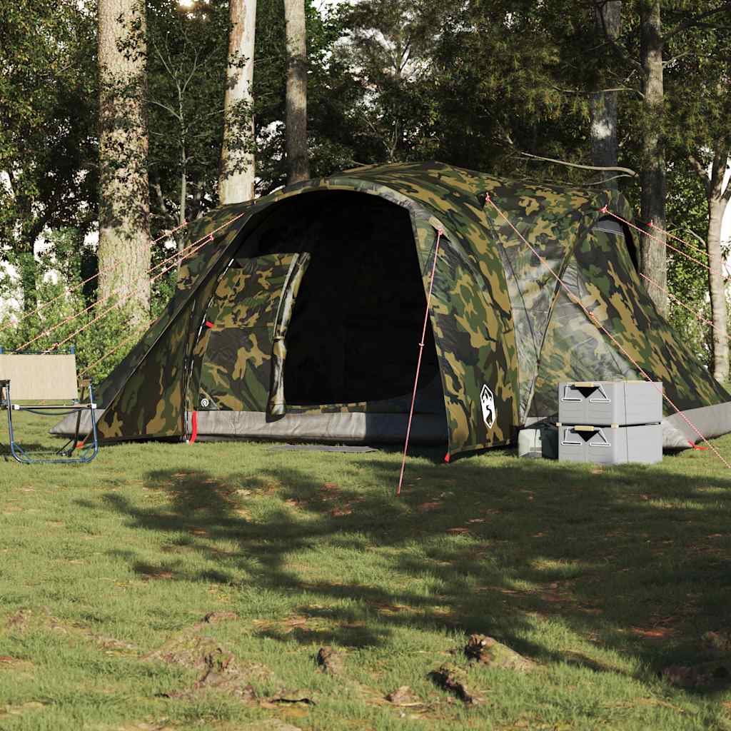 vidaXL Cort de familie cupolă pentru 6 persoane, camuflaj, impermeabil