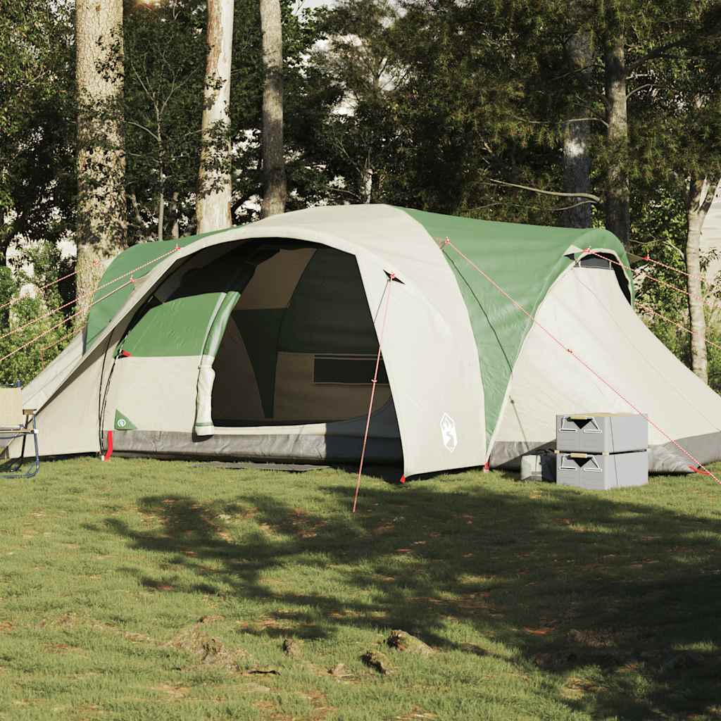 vidaXL Cort de camping cupolă pentru 6 persoane, verde, impermeabil