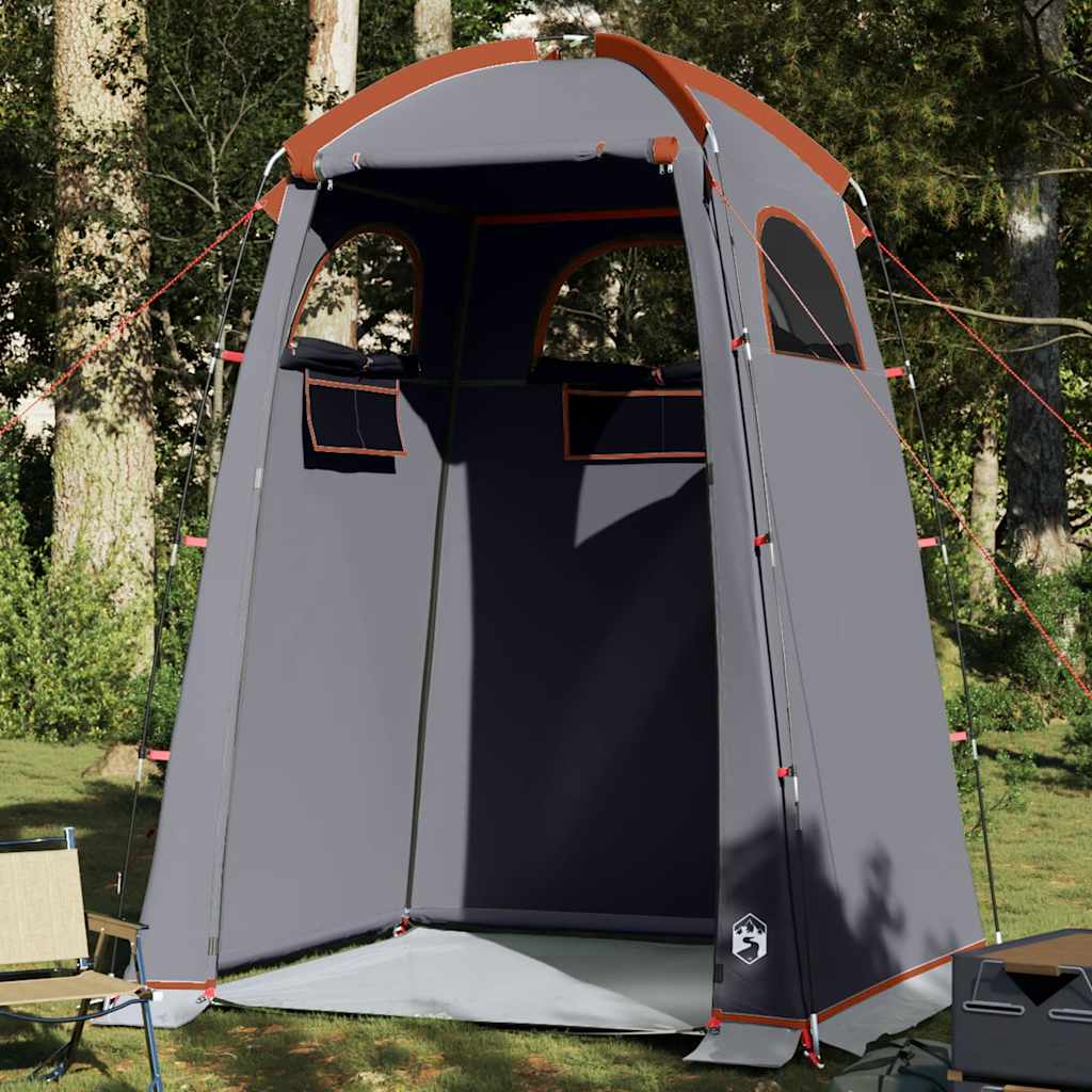 Tenda para duche impermeável cinzento e laranja