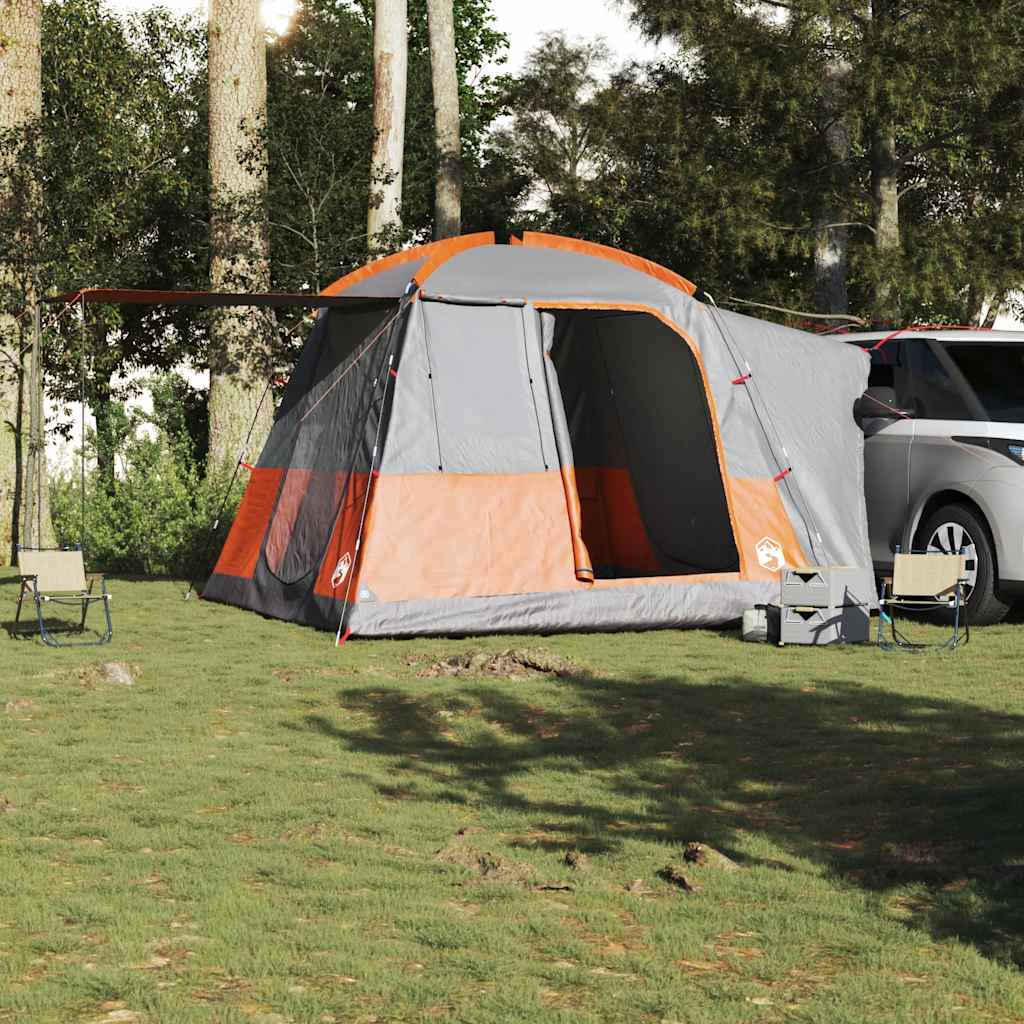 vidaXL Autotent 4-persoons waterdicht grijs en oranje afbeelding