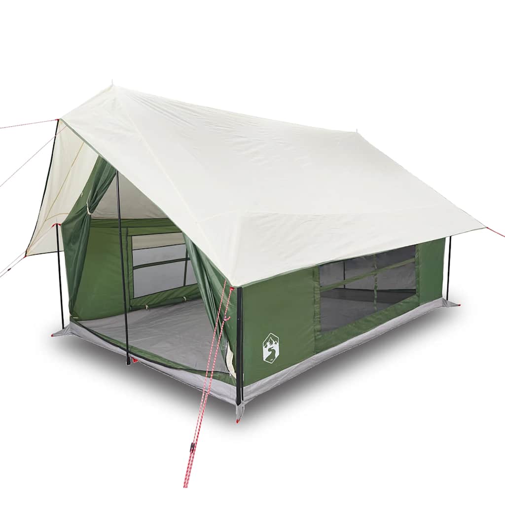 vidaXL Cort de camping pentru 5 persoane, verde, impermeabil