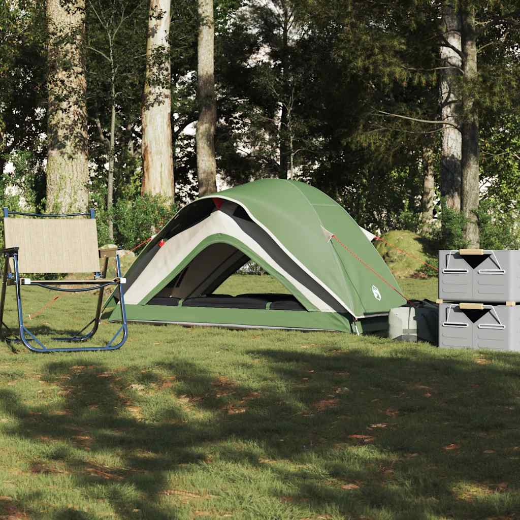 vidaXL Cort de camping pentru 1 persoană, verde, impermeabil