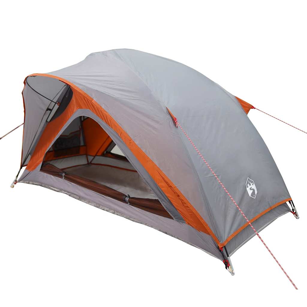 vidaXL Tent 1-persoons waterdicht grijs en oranje afbeelding
