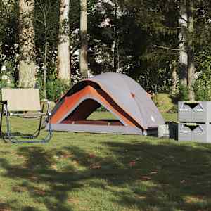 Šotor za kampiranje za 1 osebo siv in oranžen vodoodporen