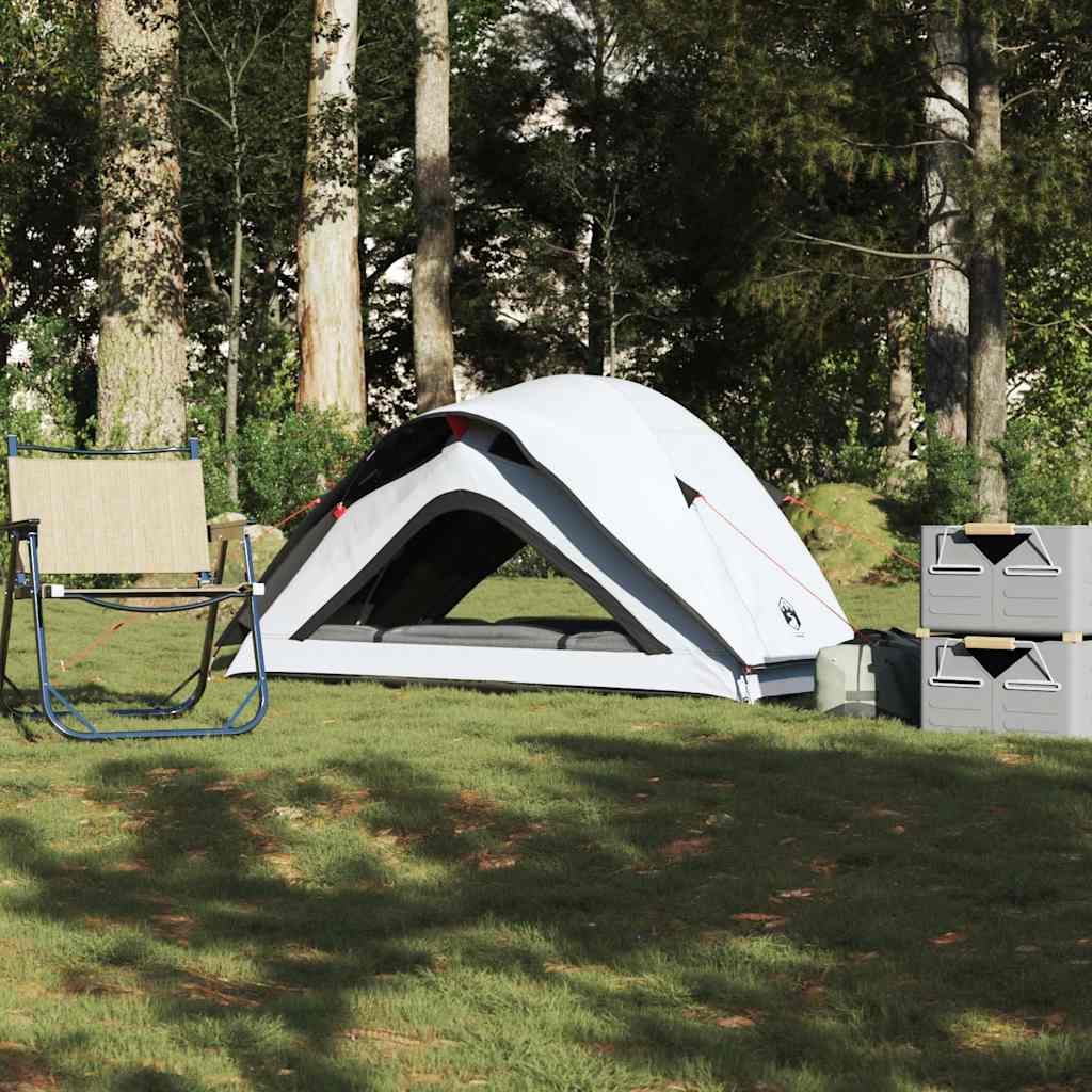 vidaXL Cort camping, 1 persoane, alb, țesătură opacă, impermeabil