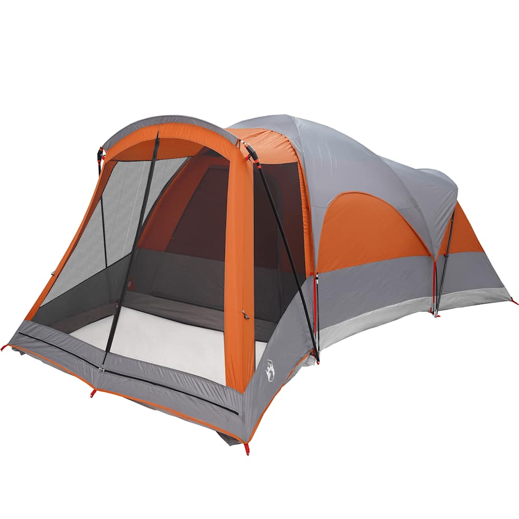 Tente familiale tunnel 8 personnes gris et orange imperméable tente officiel vidaXL