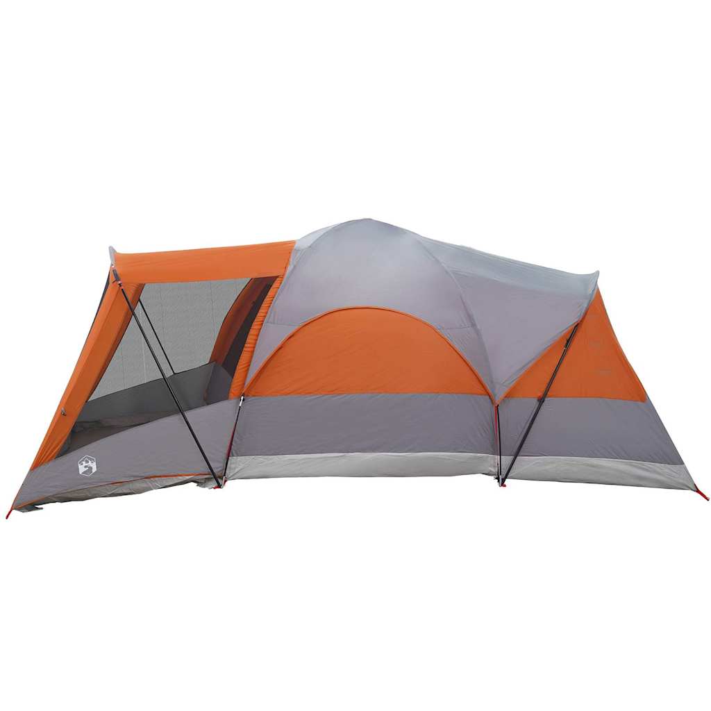 Tente familiale tunnel 8 personnes gris et orange imperméable mode tente vidaXL