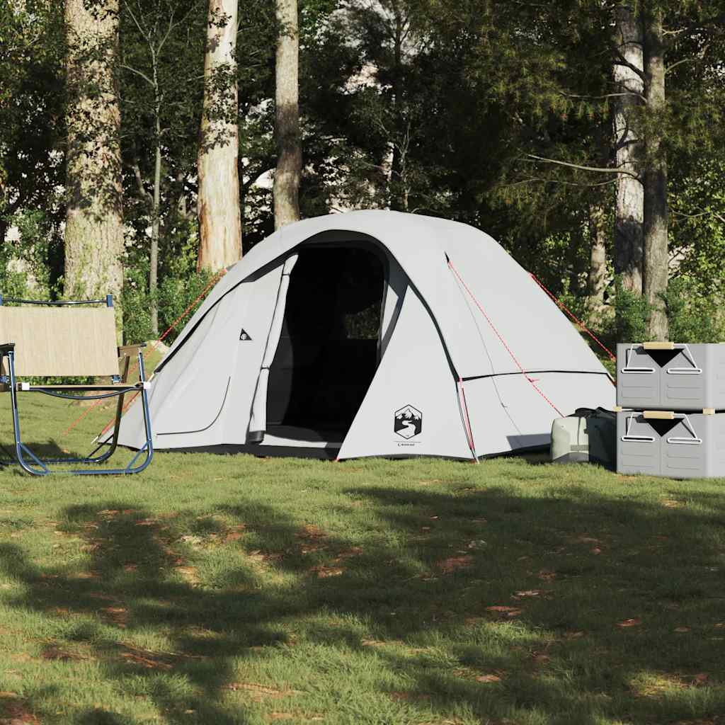 vidaXL Campingt&auml;ltstuga 4-personers vit m&ouml;rkl&auml;ggningstyg vattent&auml;t