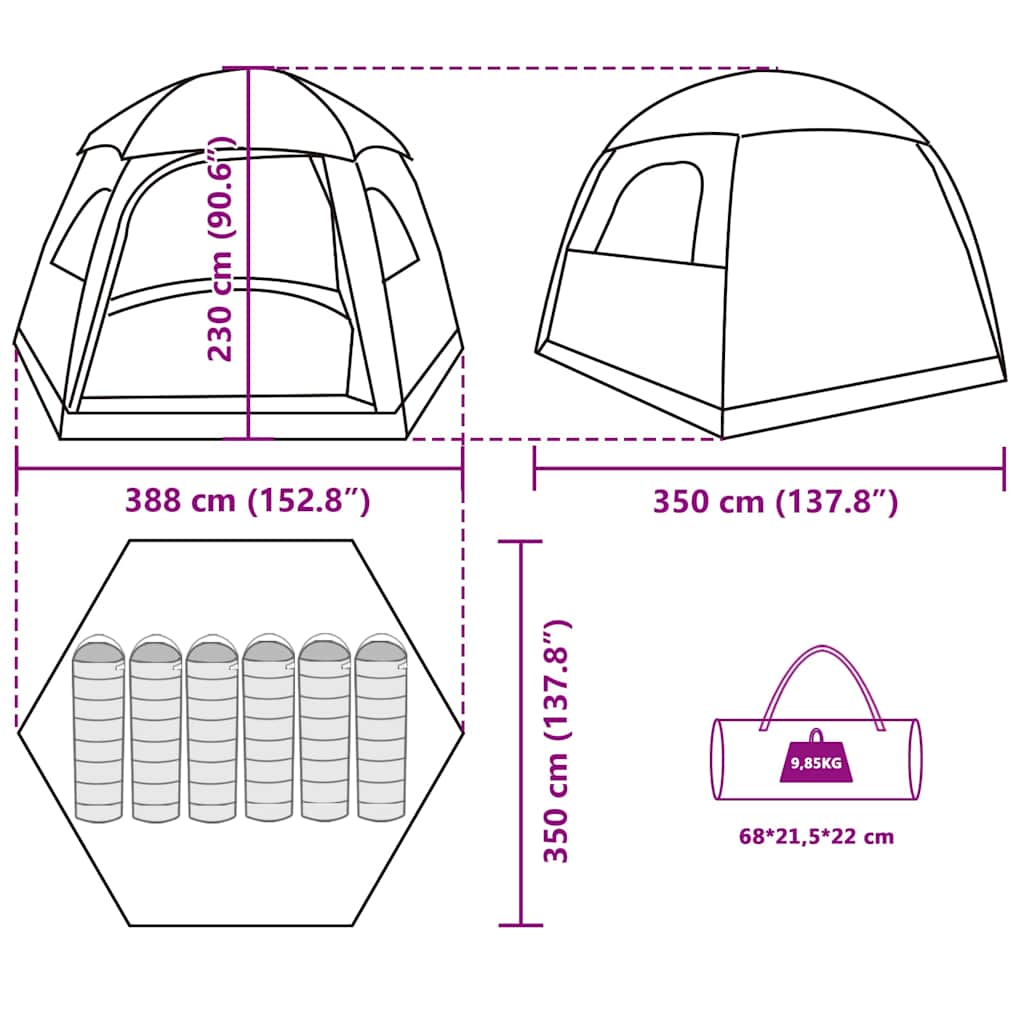Rodinný stan Igloo pro 6 osob modrý Vodotěsný - obrázek 15