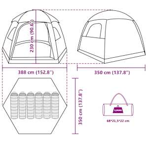 Rodinný stan Igloo pro 6 osob modrý Vodotěsný - obrázek 15