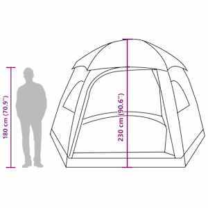 Rodinný stan Igloo pro 6 osob, šedý a oranžový, vodotěsný - obrázek 16